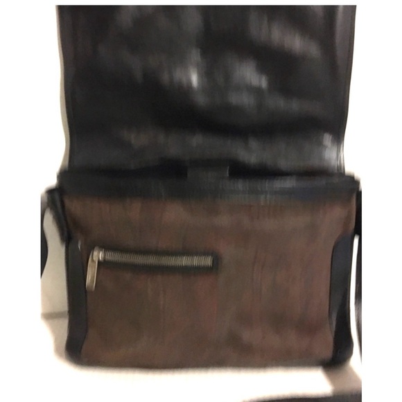 Cole haan unisex Brown distressed Leather Messenger Bag - Picture 7 of 10